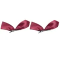 Set of two vintage wine red satin bow hair clips with black metal alligator base - Burgundy (668603)