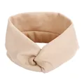 Diadema cruzada de punto acanalado beige con diseño elástico de ala ancha para mujer - Beige
