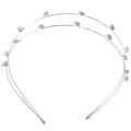 Elegante diadema plateada de doble capa con brillantes cristales para el cabello - Plateado