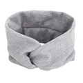 Diadema de punto gris con diseño cruzado y textura elástica suave de estilo minimalista - Gris