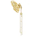 Pinza per capelli a farfalla dorata con perle bianche e nappe lunghe su sfondo bianco - C10-03-50