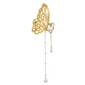 Pince à cheveux papillon dorée avec ailes évidées et fines chaînes de glands en perles - Style Gland Papillon Perle Dégradé (C10-03-58)