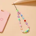 Ciondolo per telefono con perle bianche e accenti multicolore in acrilico evil eye - Stile Perlina Colorata Texture Perla (5425504)