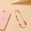 Bohemian colorful beaded phone strap with yellow cord, hearts, and stars design - Colorful Heart Evil Eye Mix (5425501)