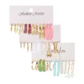 9-piece gold earrings set with pearls, butterfly charms, and colorful resin studs - Color Resin Heart Butterfly Gold Earring Collection (5780001HB)