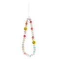 Handmade beaded phone strap with colorful pearls, yellow smiley faces and LOVE letter beads - Smiley LOVE Mix Style (5472801)