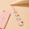 Colorful beaded phone strap with pearls, fruit charms and flowers for women accessory - Fruit Star Paw Pearl Style (5425509)