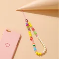 Handmade phone strap with colorful pastel resin beads and yellow star charms - Star Stripe Colorful Beads (5425505)