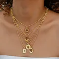 Set de collares dorados en capas con colgantes de ojo de tigre y dijes estilo boho - Collar / Estilo de Capas Girasol Ojo de Tigre (6605901HB)