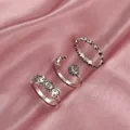 Vintage silver sun and moon rings set with bohemian celestial patterns on silk - Vintage Sun Moon Star Collection (53608)