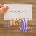 5-teiliges Set lila Schmetterlingsohrringe mit Perlen und vergoldeten Herz-Designs - Lila Schmetterling Herz Set (34)
