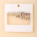 Vintage silver earring set with acrylic hoops, faux pearls, and marble texture - Silver Geometric Light Shadow (5367525)