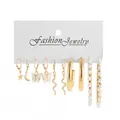 9-piece gold earring set with butterflies, snakes, faux pearls, and star moon charms - Star Moon Dreamland Assortment (54730)