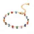 Bohemian gold plated anklet with colorful evil eye charms and adjustable lobster clasp - 22cm+5cm / Gold