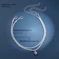 Set di bracciali regolabili in argento con ciondolo a cuore in cristallo viola da donna - Bracciale Doppio Pendente Cuore Viola (5873706)