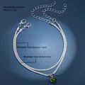 Bracciale a doppia catena argentata con ciondolo in cristallo verde scintillante - Bracciale Doppio Cristallo Rotondo Verde (5873703)