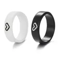 Minimalist black and white butterfly couple rings with contrasting heart design in resin - One Size / Matte Lacquered Heart Couple Rings (2Pcs) / 2 Pcs/Set / Black and White