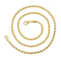Collana a corda dorata da 3 mm per uomo con chiusura a moschettone in acciaio inox - Oro