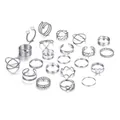 22-piece silver ring set featuring hollow hearts, pearls, and infinity symbols for stacking - Fashion Metal Bohemian Style (5591902)