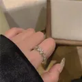 Silver butterfly zircon open ring for women with elegant sparkling minimalist design - Row Full Diamond Butterfly Style - Silver