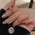Silbernes Schmetterlings-Ring-Set mit Pavé-Kristallen und 3D-Wassertropfen-Nagelkunst - Kontinuierlicher Schmetterlings-Strass-Stil (J1001 Silber) / Silber