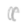 Ear cuff de plata de doble capa minimalista con incrustación de circonitas brillantes - Estilo de Doble Capa con Diamantes de Imitación Plateado (5216602) / Plateado