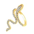 Elegante anillo de serpiente dorado con circonitas blancas y diseño envolvente - Estilo de Serpiente con Diamantes Completos - Oro