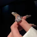 Bague en argent élégante avec deux pierres de goutte d'eau et anneau pavé de diamants - Bague Pavé Zircone Cœur Transparent