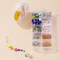 Kit de cuentas DIY bohemio con hilo de cristal, letras y dijes en caja de 10 rejillas - Kit de Fornituras de Metal y Arcilla Polimérica con Letras DIY 10 Rejillas (54369)