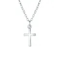 Schlanke Halskette aus silbernem Edelstahl mit Kreuzanhänger und polierter Gliederkette - Minimalistisches Spiegelkreuz Silber (51216) / Silber