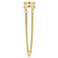 Ear cuff minimalista dorado con banda doble y borlas largas de cadena de eslabones - Estilo de Flecos con Cadena de Cable Dorada (5572402) / Dorado