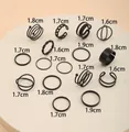 Set di 15 anelli moda neri con motivi a farfalla cuore e design dallo stile minimal - Stile Minimalista Nero Opaco (5598801)