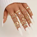 Set di 22 anelli dorati da donna con farfalle cuori e perle per uno stile elegante - Stile Stella Perla Oro (5837801)