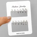 Set di 6 paia di orecchini a cerchio argento geometrici con strass e texture intrecciata - 5722802HB-Argento Multiparte-Set Strass Cerchi in Metallo