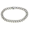 Detailed macro view of the silver stainless steel Cuban link bracelet and secure clasp - 7mm Width 20CM / Steel