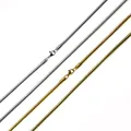 Close-up of gold and silver stainless steel snake chains with lobster clasp details - Thin Short / Gold