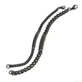 Minimalist black stainless steel couple bracelets with polished rectangle bar and curb chain - 6mm Width 20CM / Black