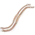 Detail of rose gold couples cuban link bracelets with polished rectangle ID plates - 6mm Width 20CM / Rose Gold