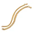 Detail of gold titanium steel curb chain ID bracelets with polished rectangular plates - 6mm Width 20CM / Gold