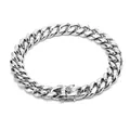 Detail van zilveren roestvrijstalen Cuban link armband met veilige baksluiting - 10mm Breedte 21CM / Staalkleur