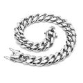 Detailopname van hooggepolijste roestvrijstalen Cubaanse schakelarmband met veiligheidssluiting - 12mm Breedte 21CM / Staalkleur