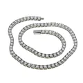 Detailed macro view of 316L titanium steel tennis chain with secure box clasp design - Steel Color Large Style (N0123S-50) / Silver
