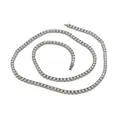 Detailed close-up of 316 titanium steel tennis chain with 4-prong set cubic zirconia - Steel Color Slim Style (N0121S-50) / Silver