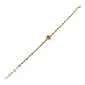 Gold stainless steel tennis bracelet with central red sunburst gem and zircon inlays - 18K Gold Oval Flower
