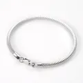 Macro detail of silver stainless steel square snake chain with durable lobster clasp - 19cm / Steel