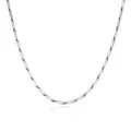 Men's silver stainless steel Cuban chain necklace with minimalist twisted cylindrical links - Short / Steel Square Bar