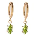 Detail of 18K gold-plated marquise-cut green zircon earrings with high polish finish - Light Green Zirconia Style (E0084-4)