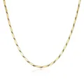 Polished golden stainless steel Cuban chain necklace with twisted rectangular links - Short / Gold Square Bar