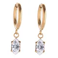 Detail of 18K gold-plated marquise zircon earrings showing polished metal and craftsmanship - White Zirconia Style (E0084-3)