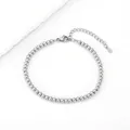 Detail of 4mm stainless steel beaded bracelet featuring a lobster clasp and adjustable chain - Steel